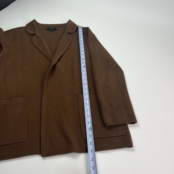 J Crew Eloise Sweater Blazer S Brown Wool Blend Oversized Cardigan Classic Prep - Picture 10 of 12